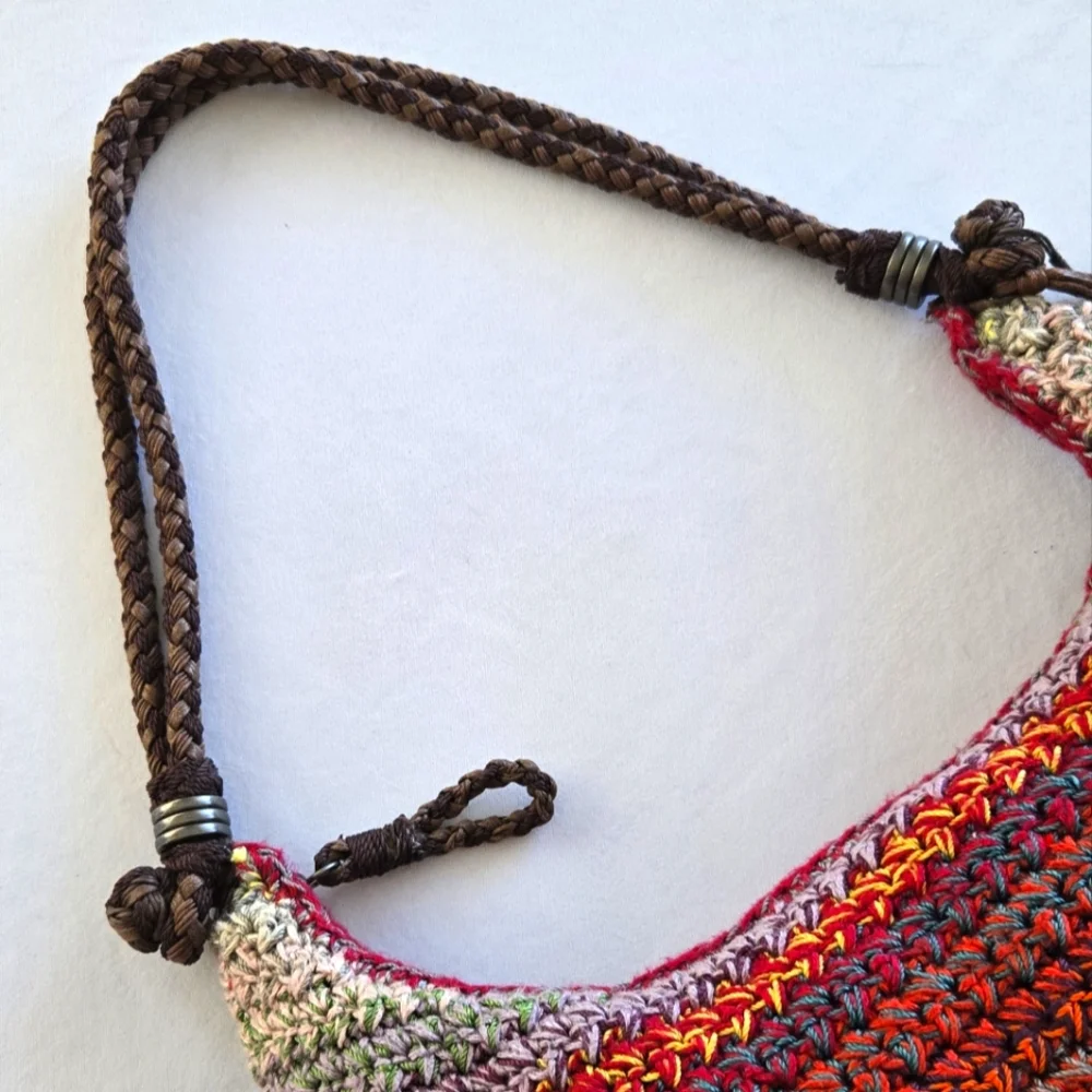 The Sak Sakroots Happy & Free Multi Colored Crocheted Hobo Shoulder Handbag